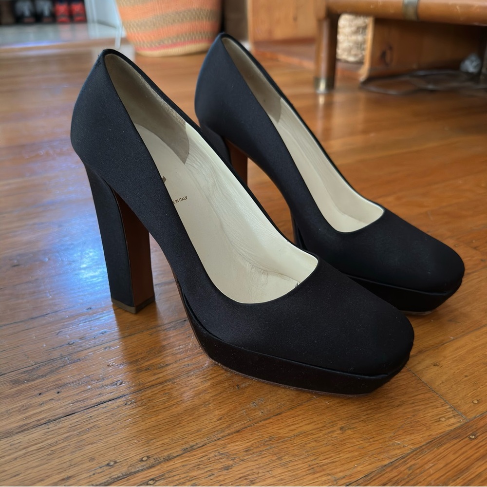 Prada black satin heels